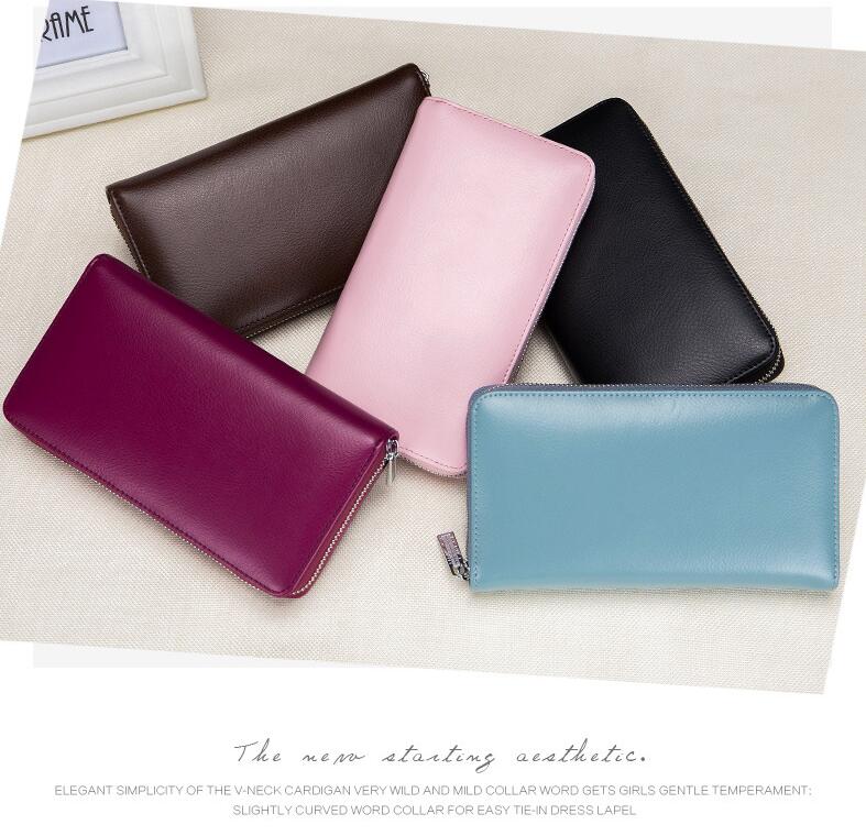Women's Wallets, Large Capacity with RFID Protection, Genuine